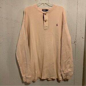 Ralph Lauren Beige Long Sleeve Henley Shirt Mens Size XXL 100% Cotton Pullover